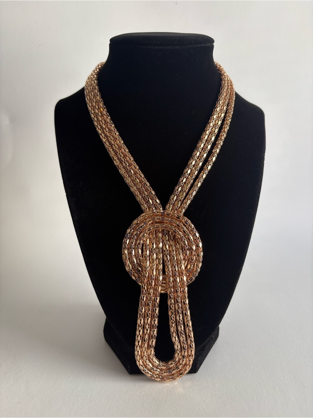 C1945 Gold Braided Knot Necklace Multi Strand Statement Women Jewelry